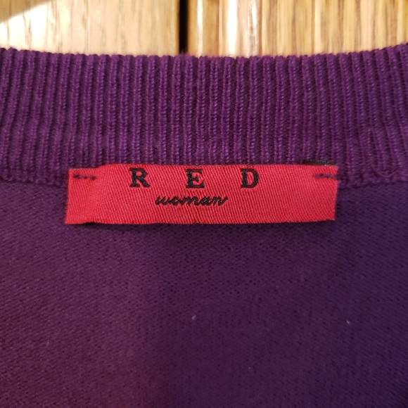 Red Women Button-Up Sweater - Picture 3 of 5